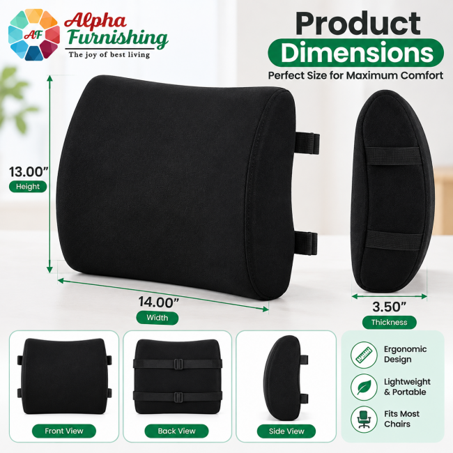 Sale Active Memory Foam Lumbar Support Pillow for Office Chair & Back Support Sale Active Memory Foam Lumbar Support Pillow for Office Chair & Back Support
